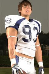studly Joel Bonomolo in his football uniform