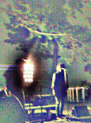 Daniel Romano (left blur) and Misha Bower, live at Poor Pilgrim Island Show 4, Toronto Island, July 18, 2010.