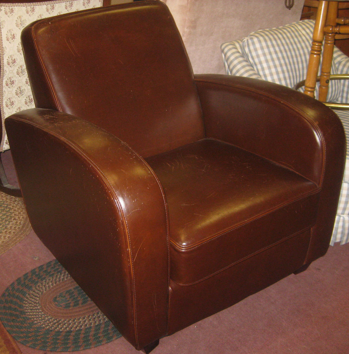 UHURU FURNITURE & COLLECTIBLES SOLD Handsome Leather Chair (w/ cat