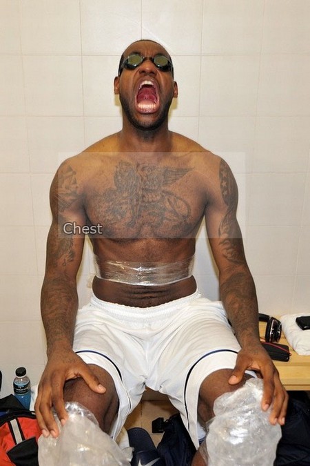 LeBron James with chest tattoo of a lion was he wailing from tattoo pain