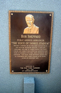 The Bob Sheppard plaque at the Yankee Stadium Monument Park.