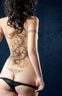 sexy oriental girl dragon body tattoo art