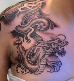 Dragon Popular Tattoo in Breast