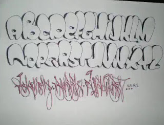 Graffiti Alphabet Bubble Sketches A-Z