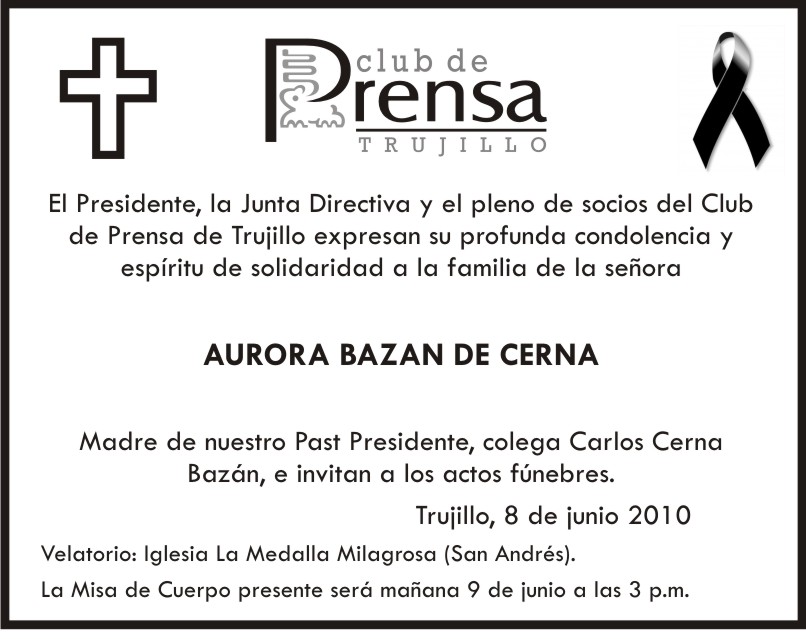 Notas-De-Pesame Notas de Prensa: Solidaridad y Sentido Pesame a past presidente Carlos ...