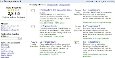 Les critiques de cinéma dans Google