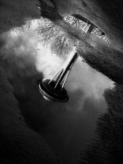 Space Needle Puddle Reflection