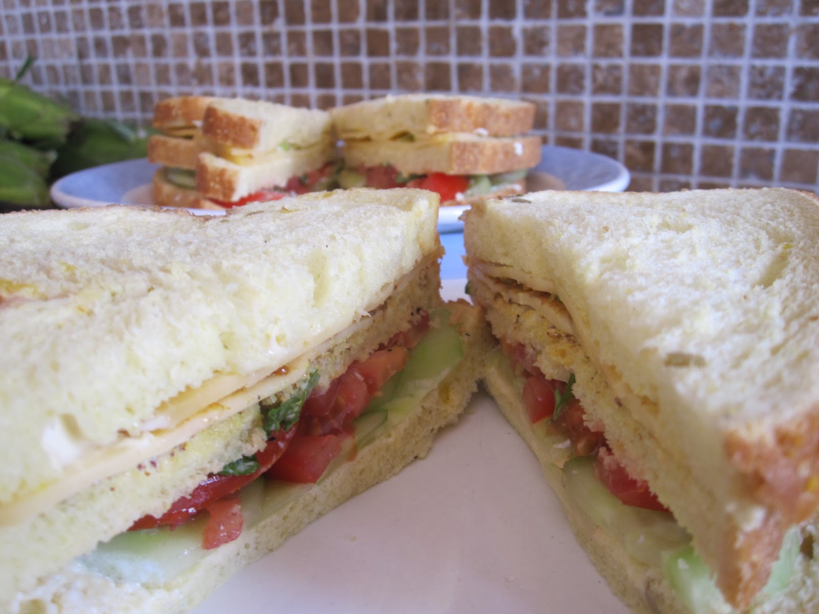 Food Devil: Vegetarian Club Sandwich
