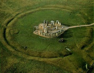 A vista de pájaro se ve claramente la extensión original de Stonehenge.