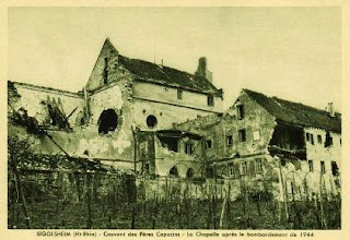 Convento capuchino de Sigolsheim tras los bombardeos de 1944