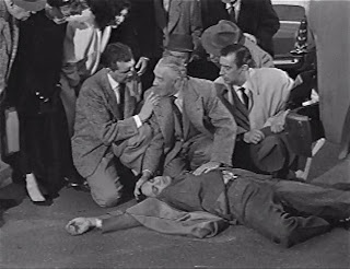 Robert Hutton, Otto Kruger, and John Baragrey (Ross Martin in foreground)