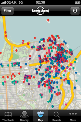 a map of a city with many colored dots