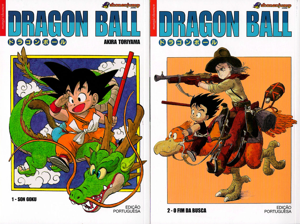 Um desenho animado de um menino com o título dragon ball na capa.