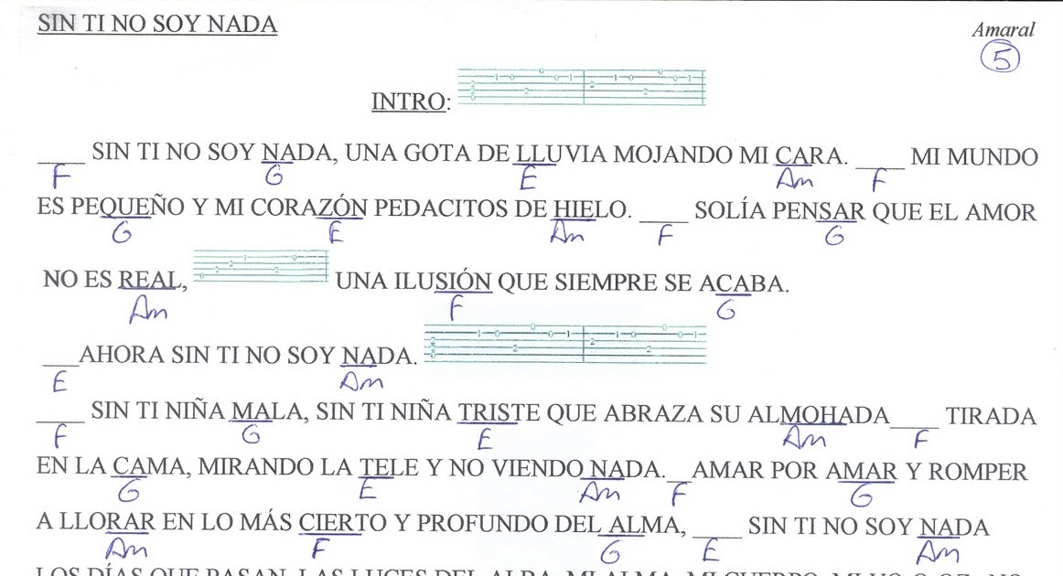 TOCAR GUITARRA AFICIÓN: GUITARRA_____________"SIN TI NO SOY NADA" - AMARAL