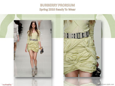 Burberry Prorsum Spring 2010 Ready-To Wear green chiffon top and chiffon knotted skirt