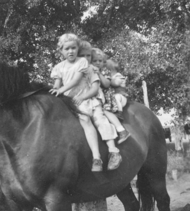 Clyda Kay Joan and Norm riding bareback