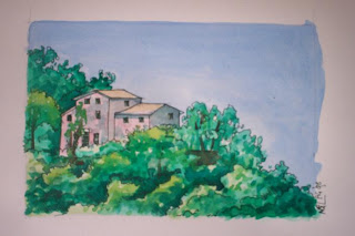 watercolour landscape italy