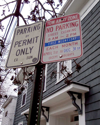 Street cleaning sign Cambridge