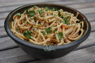 A bowl of the tasty sesame peanut noodles - our lunch earlier today.