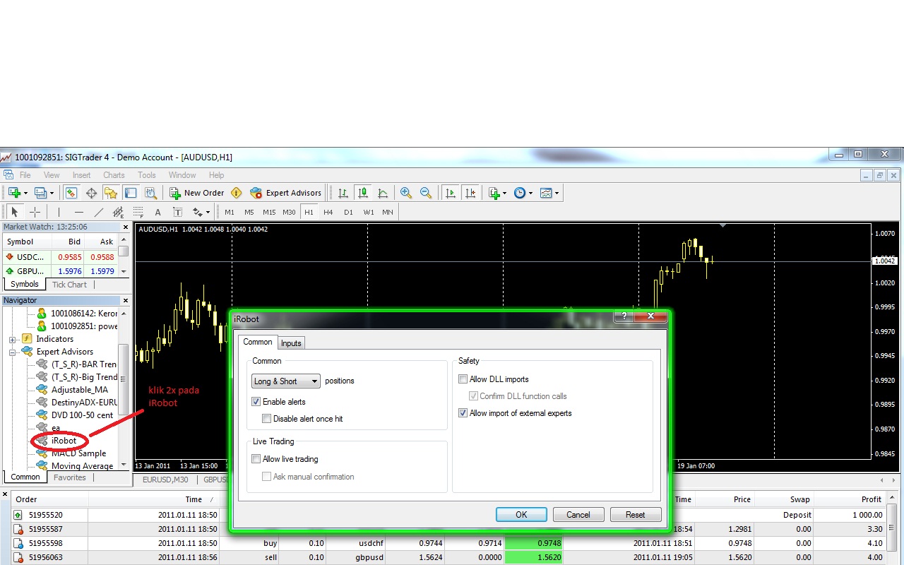 Step by step membuat robot forex