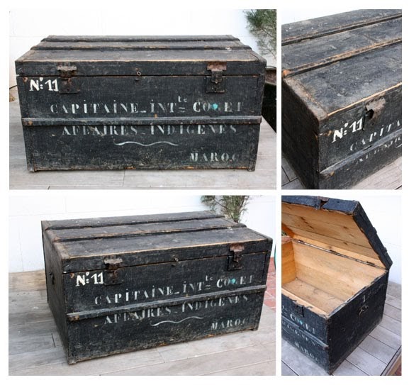 antic beauty: BAÜL MILITAR ANTIGUO DE MADERA