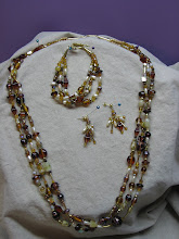 Pressed glass, lampwork beads, freshwater pearls