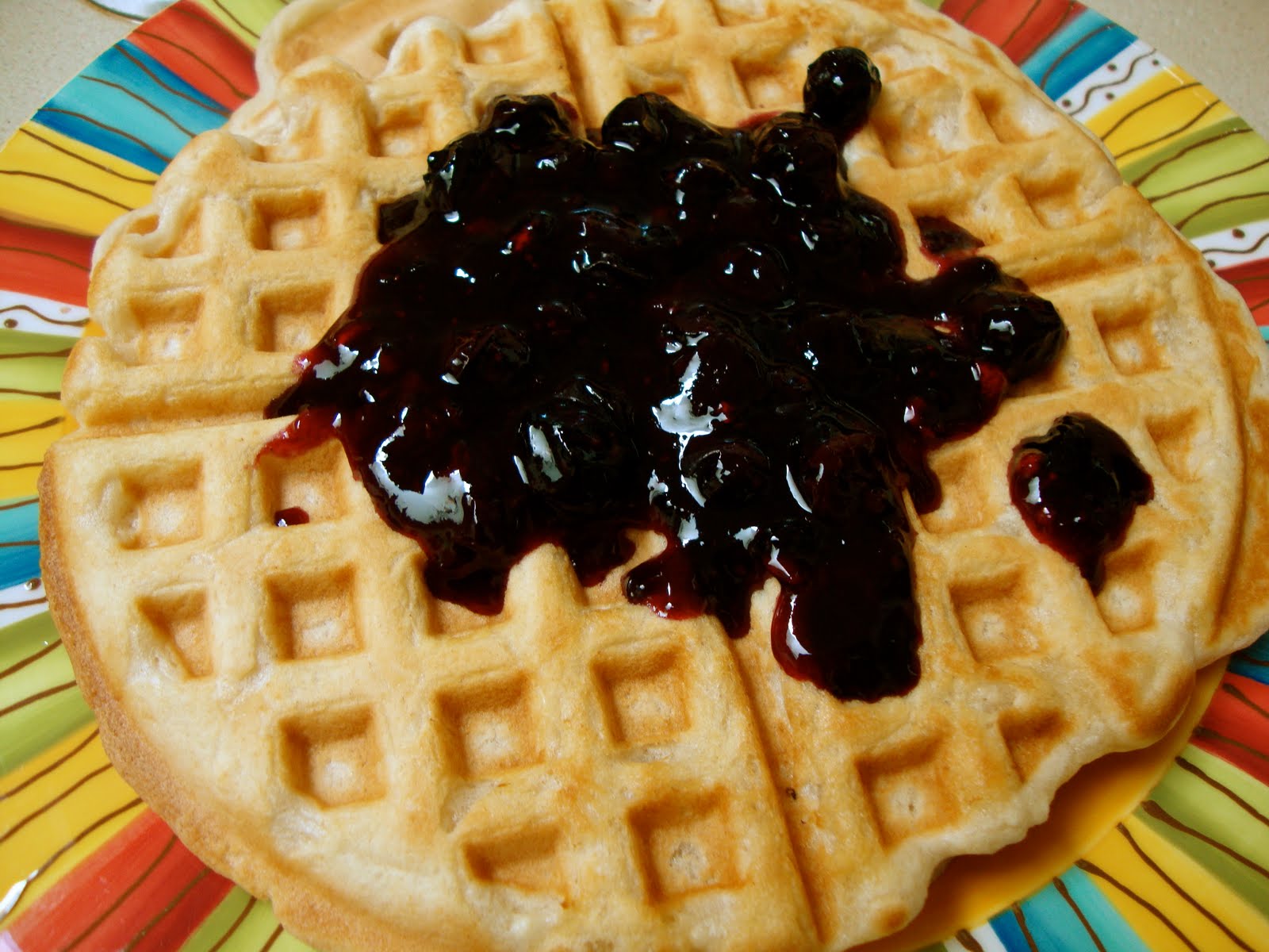 Hungry Vegan Vegan Waffles with Blueberry Topping