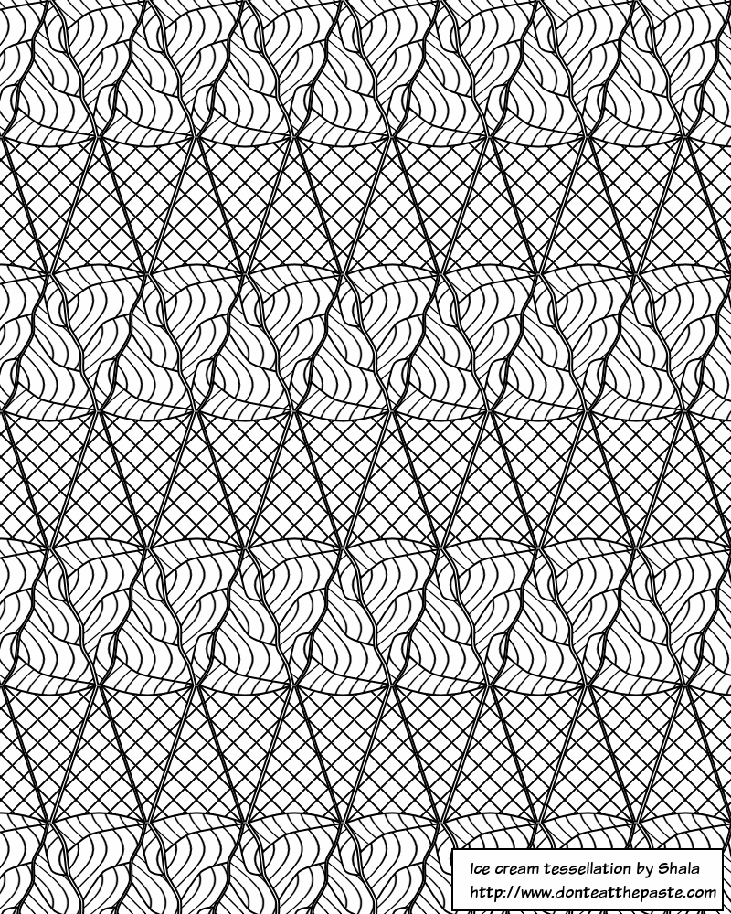 Coloring Pages Tessellation Coloring Pages dont eat the paste ice cream tessellation coloring page a i think it would be great in bunch of colors to represent flavors hope you enjoy click on image for f
