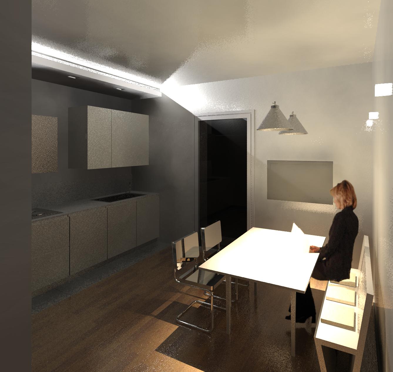 Geometra: progetto di interno cucina e elemento in cartongesso con ... Cucine in cartongesso foto