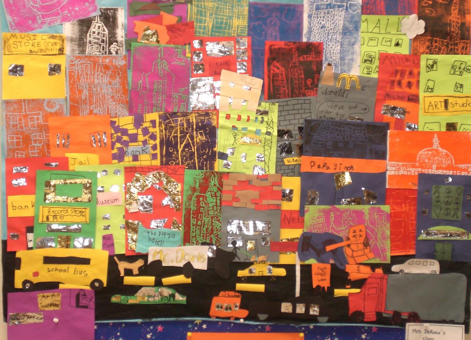 Art with Mrs. Hurley: Cityscape Collage Mural--2nd grade