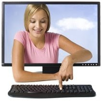 Image of a woman and computer