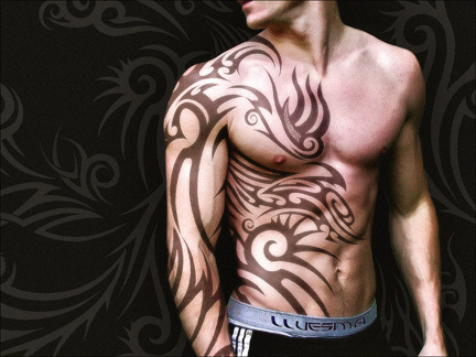 The tribal tattoo art comes
