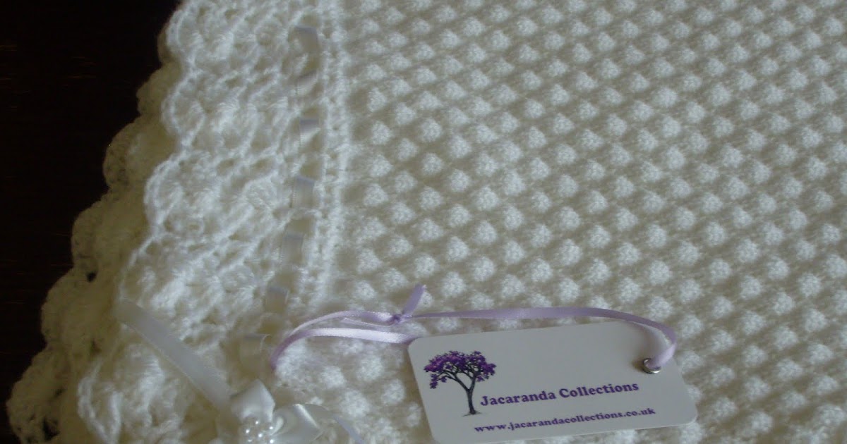 Jacaranda Collections Machine knitted tuck blanket with crochet edge