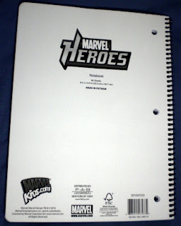Back cover of Marvel Heroes notebook