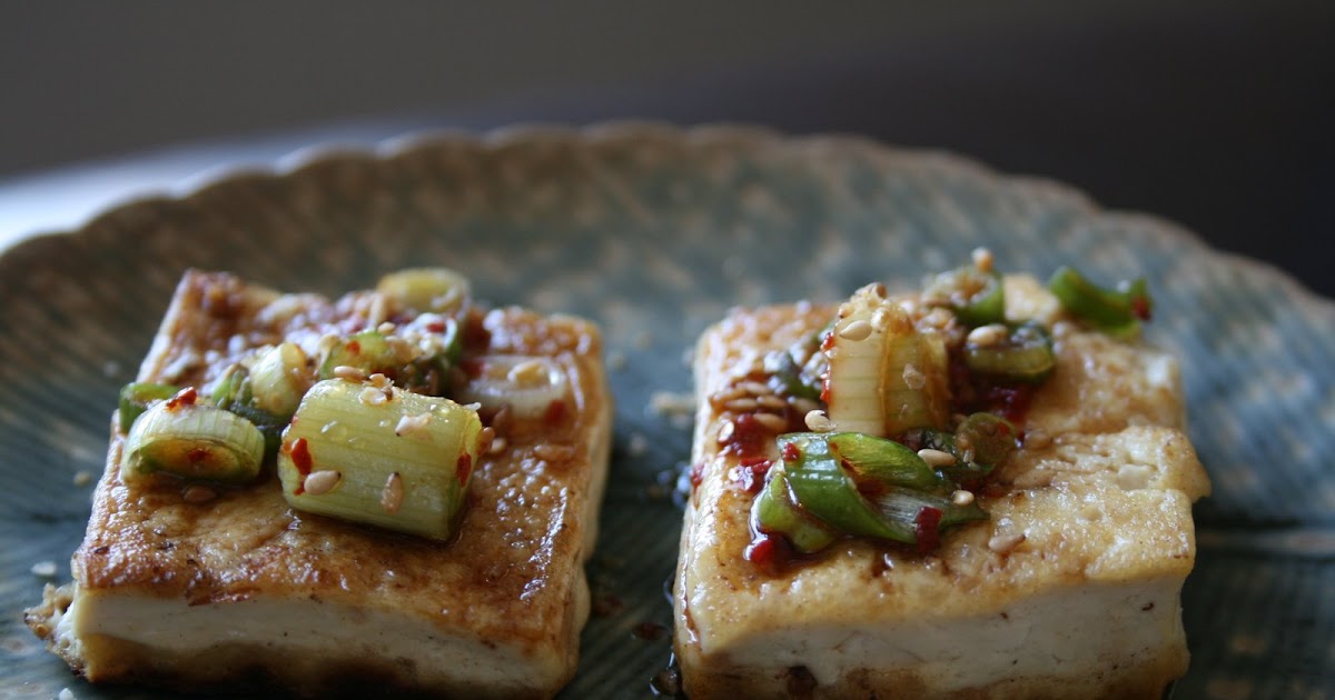 Week of Menus Fried Tofu topped with Spicy Scallion Soy Sauce