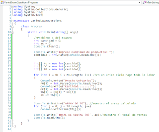 EJERCICIOS EN C# ejercicios en c#: