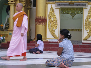Devotees at Shwedagon Pagoda, Yangon