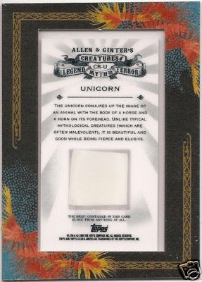 2009 Allen & Ginter Unicorn Relic Back