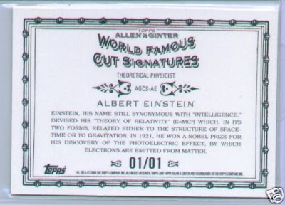 2009 Topps Allen and Ginter Albert Einstein Cut Signature Back
