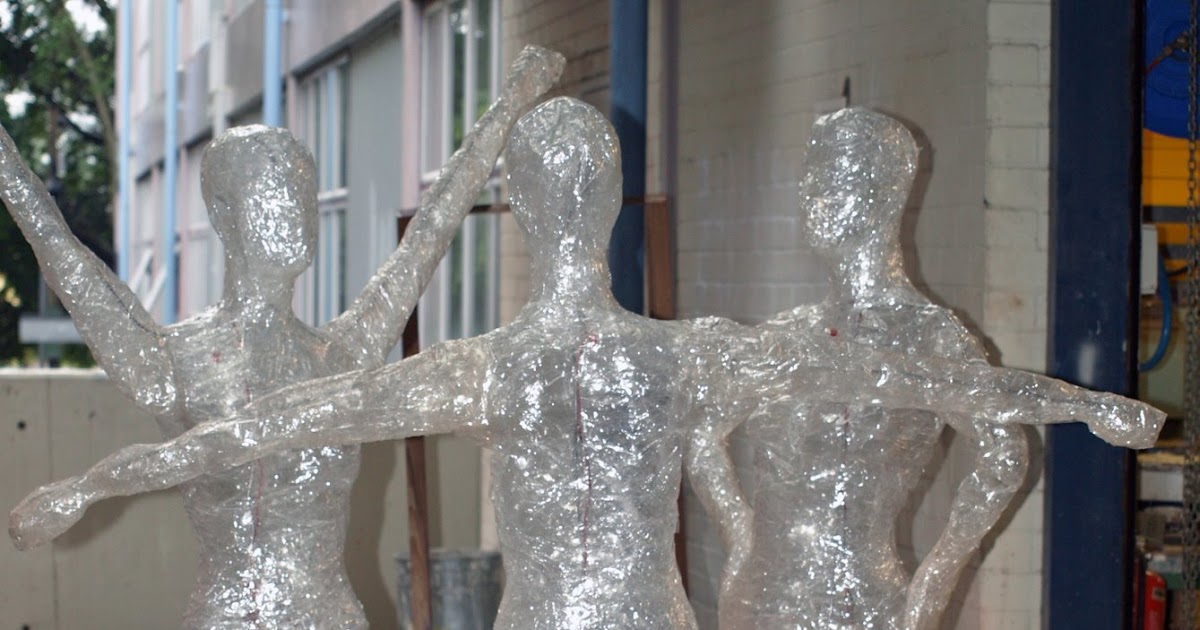 Angel's Journey. Plastic wrap sculptures "Three Graces"