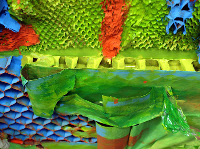Adaptive Reuse 2 - painted assemblage collage bricolage recycled found object sculptural bas relief abstract painting by Tiffany Gholar