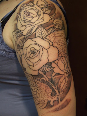 Women Shoulder Flower Rose Tattoo