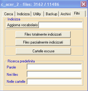 Pagina "Filtri"