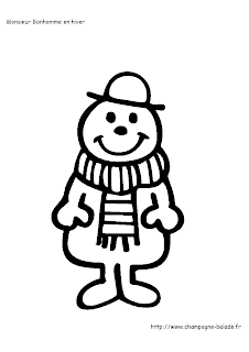 Coloriage Monsieur bonhomme en hiver