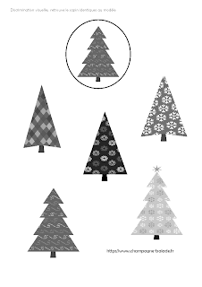 Sapin de Noel petite section PS TPS, fiche discrimination visuelle cycle 1 Sapin de Noel petite section PS TPS, fiche discrimination visuelle cycle 1