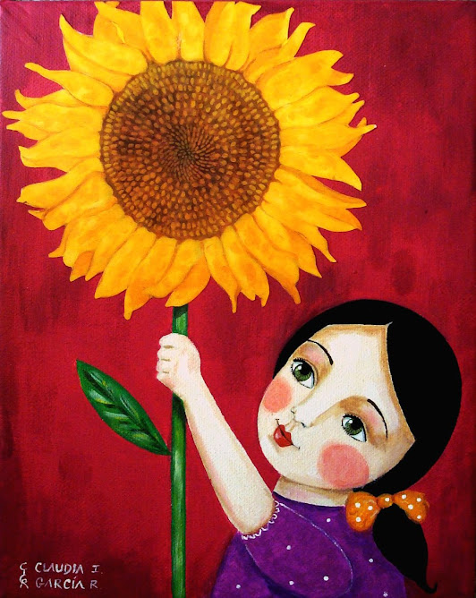 Girl with Huge Sunflower