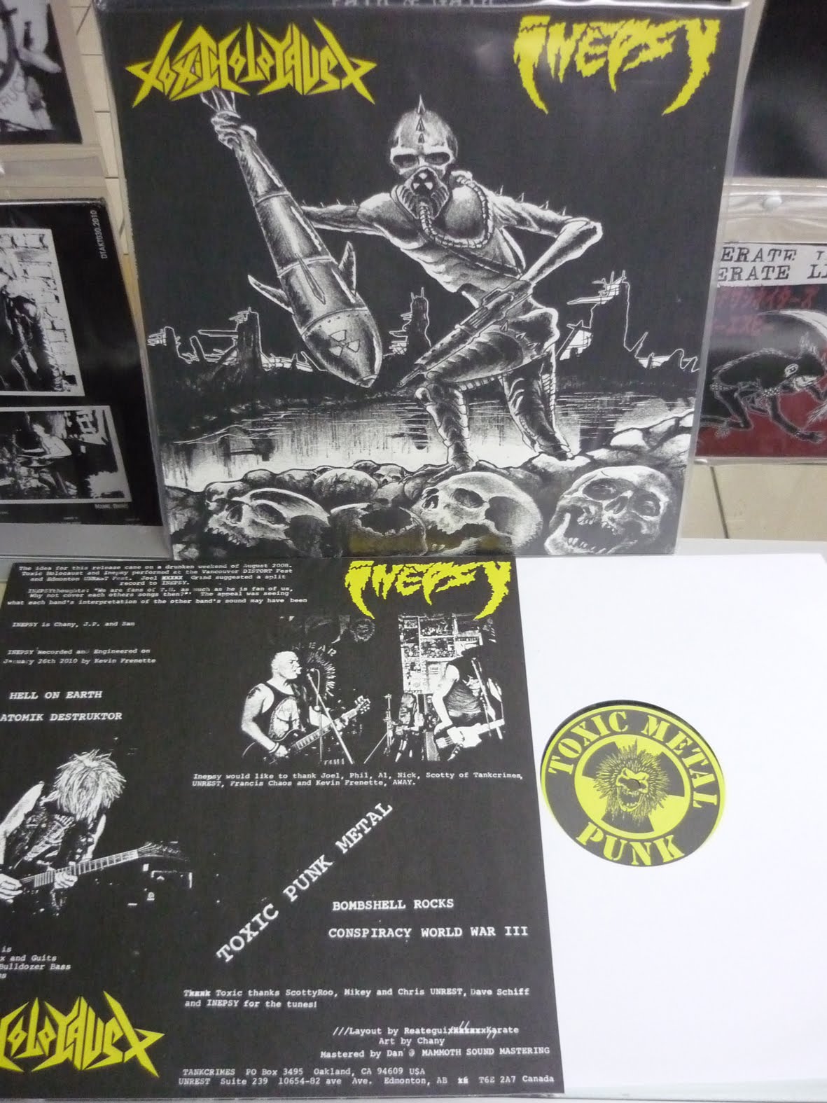 black seeds records toxic holocaust inepsy split lp toxic holocaust flyers