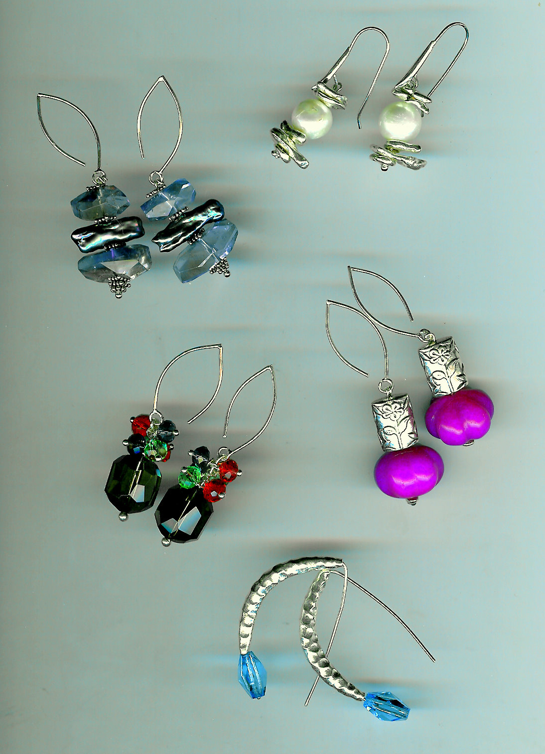 198. Amethyst, Biwa Pearls, Akoya Pearls, Topaz/multi-coloured Crystals, Jade with Bali and Thai SS