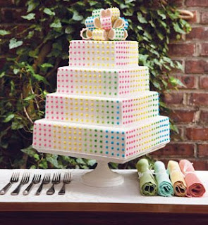Rainbow polka dot four tier cake