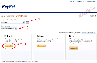 Memilih tipe rekening PayPal Memilih tipe rekening PayPal - Image by MeNDHo.com